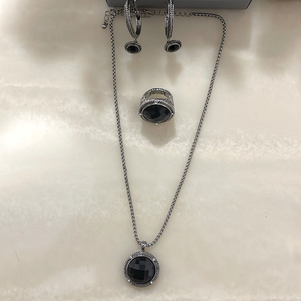 DY inspired- Rhodium plated 3 piece set